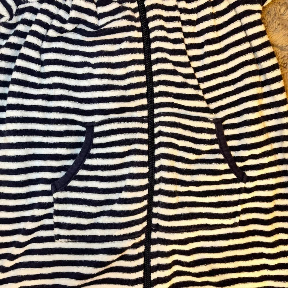Old Navy 2T Unisex Striped Terry Cloth Coverup Beach Pool Navy & White Hooded